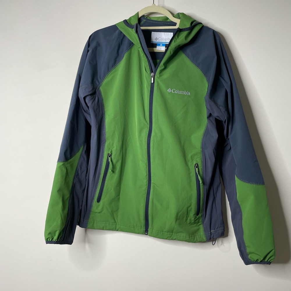 Columbia Green/Grey Windbreaker Medium